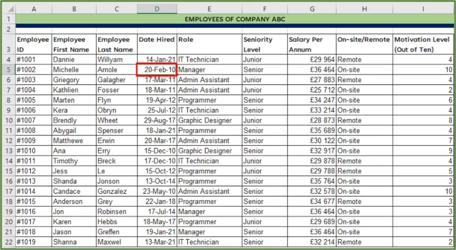 Screenshot showing cell D5 selected.