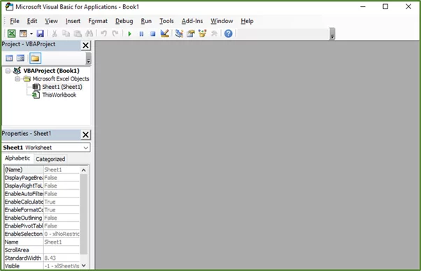 Screenshot showing the Visual Basic Editor.