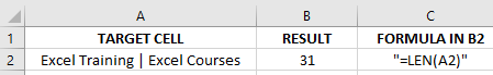 Shows the result of the LEN function