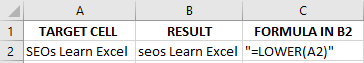 Result of the LOWER formula