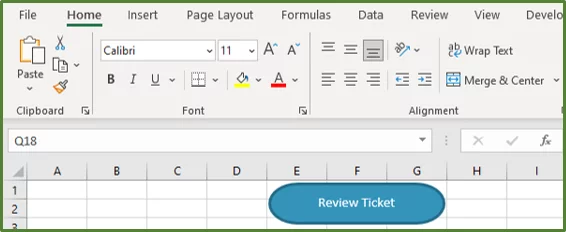 Screenshot showing the Review Ticket text Added to the terminator shape.