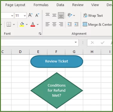 Screenshot showing the diamond shape with text added.
