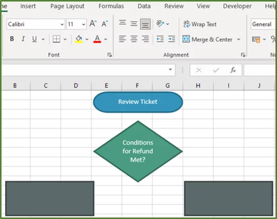 Screenshot showing the two process shapes which have been added.