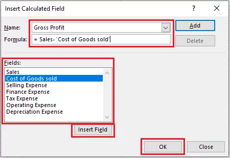 Adding a sub-total for Gross Profit in the Pivot Table