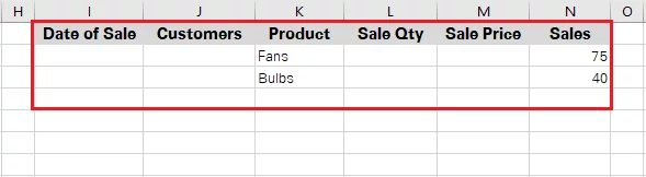 Specifying the criteria under respective headers