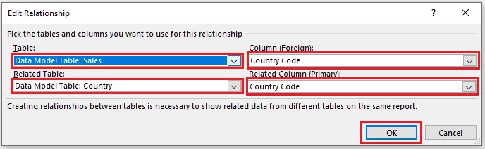 Edit Relationships Window