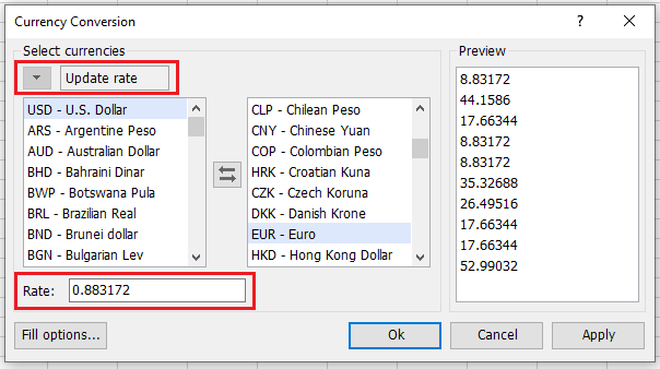 Latest Euro to USD exchange rate updated
