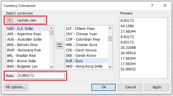 Latest Euro to USD exchange rate updated