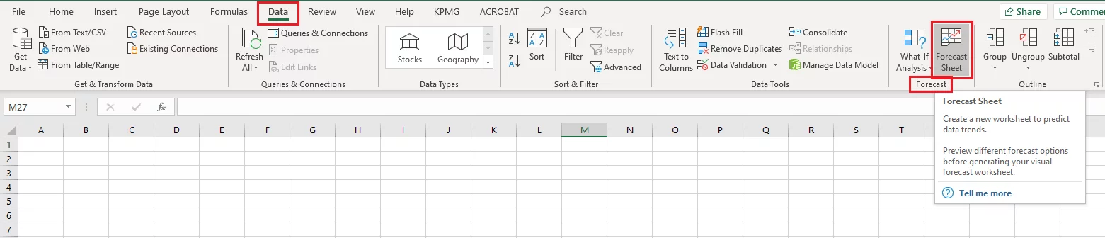 Creating forecast sheets in Excel