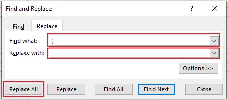Removing unwanted parenthesis from imported data.