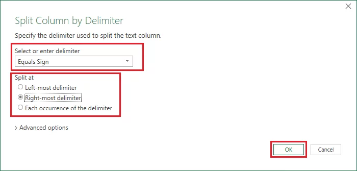 The ‘Delimiter’ window