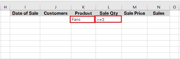 Specifying the criteria under respective headers