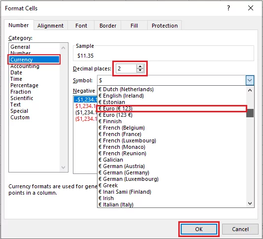 Formatting as currency