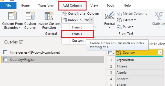 Country/Region table