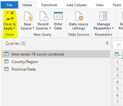 “Close & Apply” button