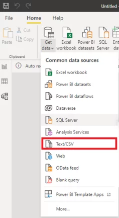 uploading the CSV files to Power BI dashboard