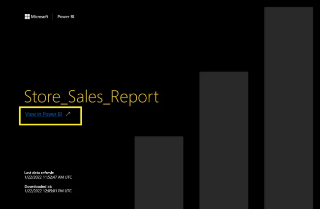 yellow selection showing link to the original Power BI report