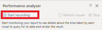 performance analyzer Start Recording
