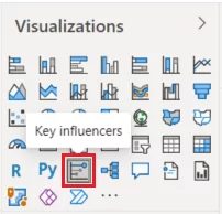 red selection shows visualisations pane key influencers options