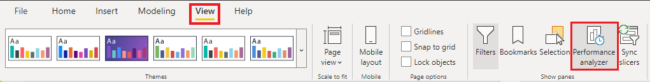 View tab, Performance Analyzer