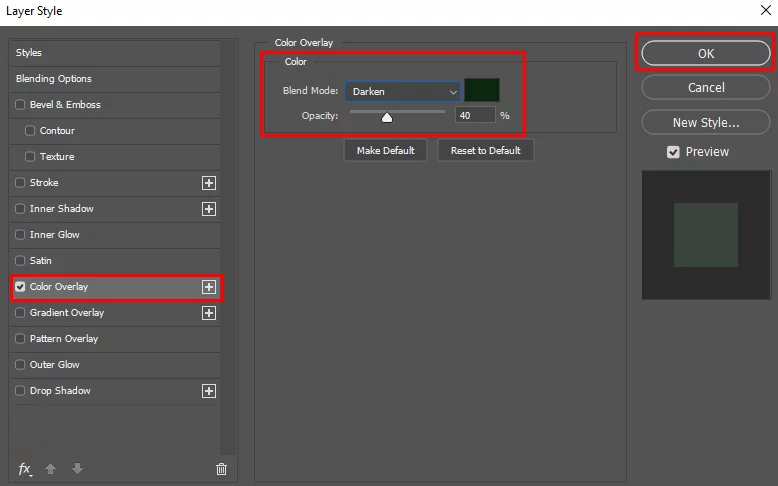 How to edit the color overlay on the layer