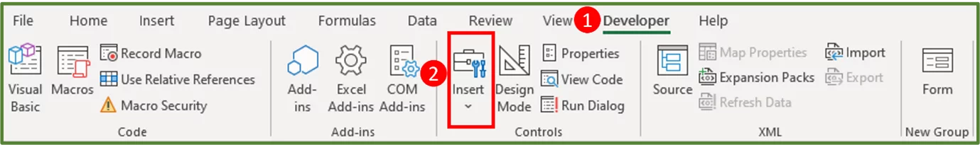 Screenshot showing the Insert option, highlighted.