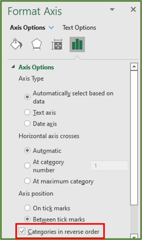 Screenshot showing the Categories in reverse order checked.