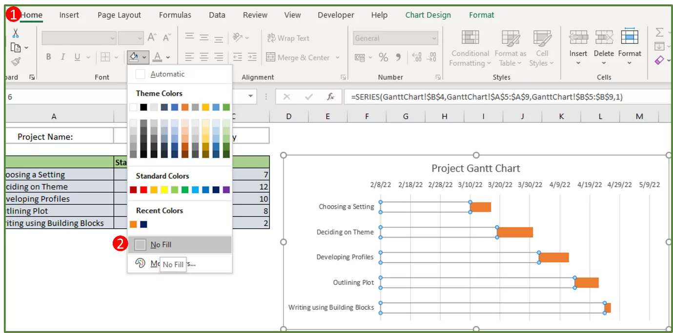Screenshot showing the No Fill option.