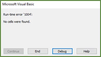 Screenshot showing the Error Message