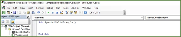 Screenshot showing the code needed to create a sub procedure