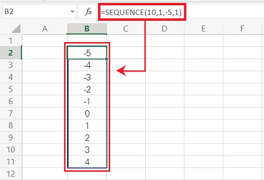 Excel creates an array of negative and positive values
