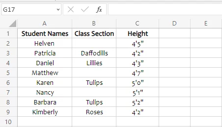 Data with multiple blank cells