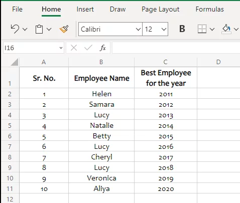 Details of ‘Best employee’ title won by employees over 10 years