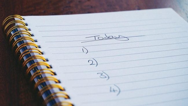 Getting things done notebook with numbers starting from one to four