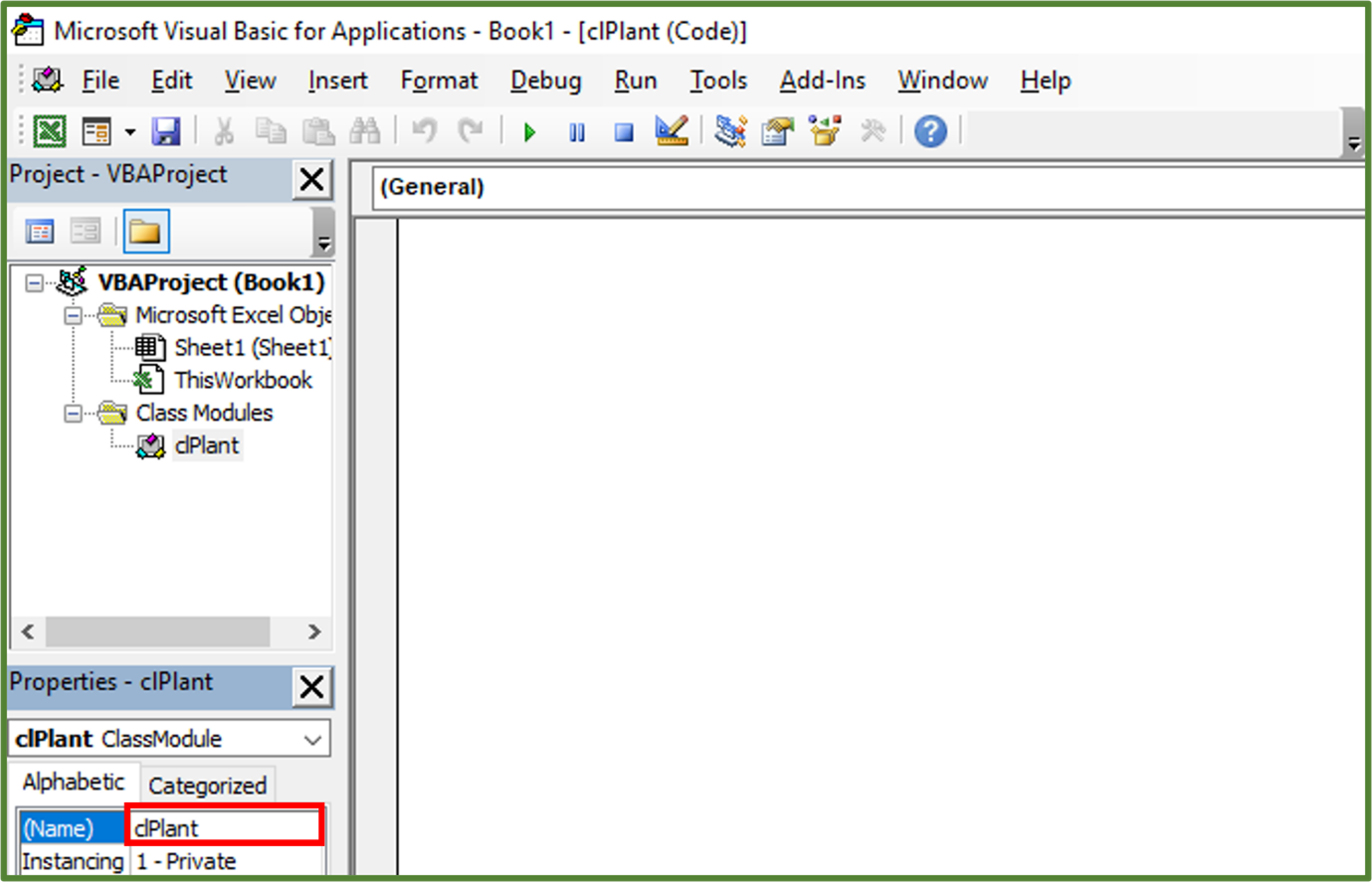 Screenshot showing the name of the new class.