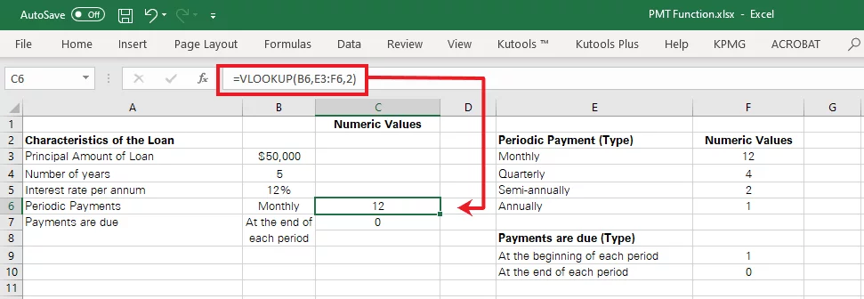 Excel returns the lookup value from the designated table array