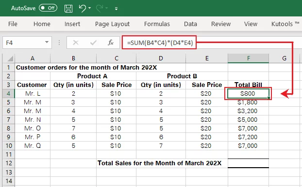 Adding a column of sub-totals for each customer order