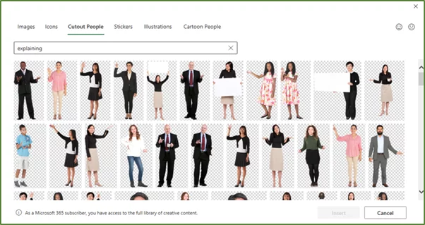 Screenshot showing all the images returned for the explaining search term.