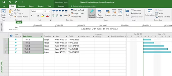 Adding several tasks