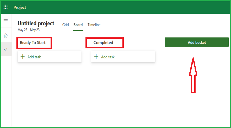 project task board view Task boards not started column