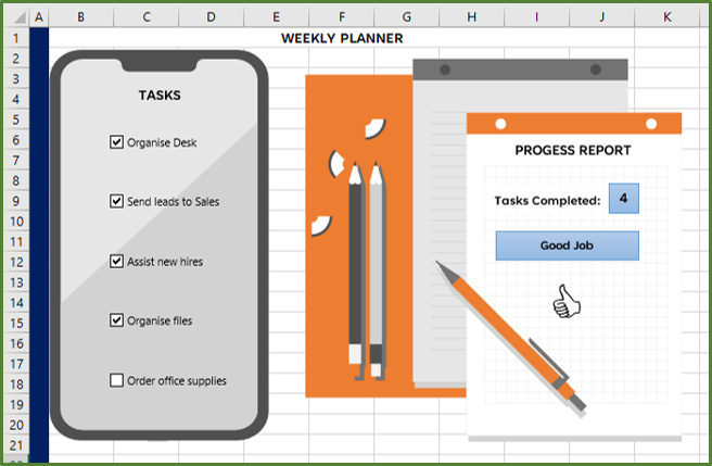 Screenshot showing the position of the Notepad graphic.
