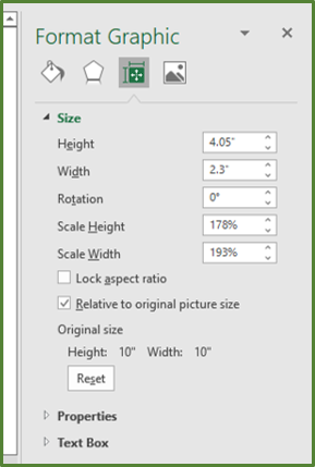 Screenshot showing the height of the image and the width of the image changed to new dimensions.