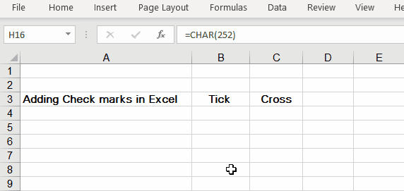 Check marks in Excel