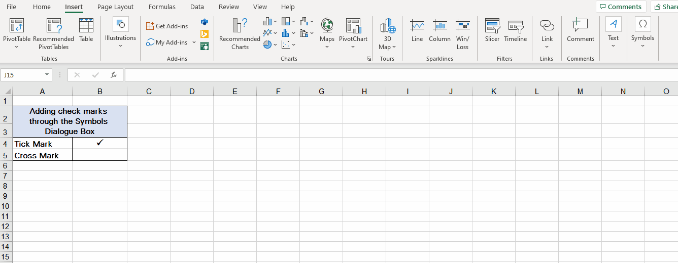 Inserting A Check Mark (Tick ✓) Symbol in Excel - Acuity Training