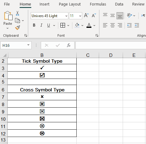 Changing the font color of checkmarks in Excel