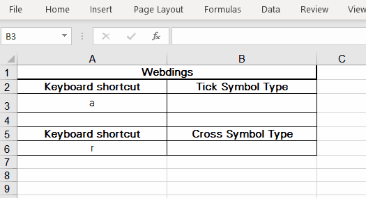 Adding check marks in Excel through Webdings