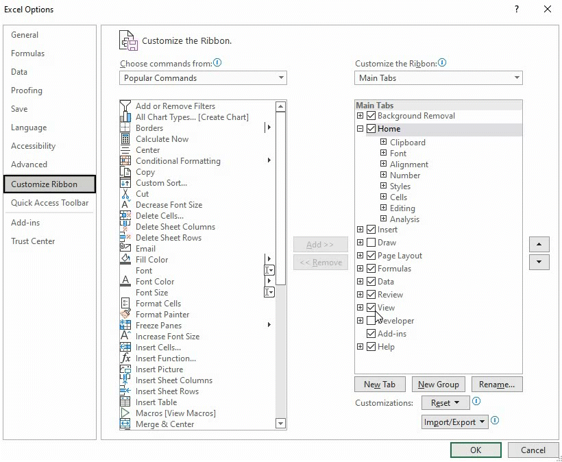 How to Add the Developer Tab to the Ribbon