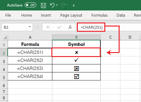 Inserting A Check Mark (Tick ) Symbol in Excel - Acuity Training