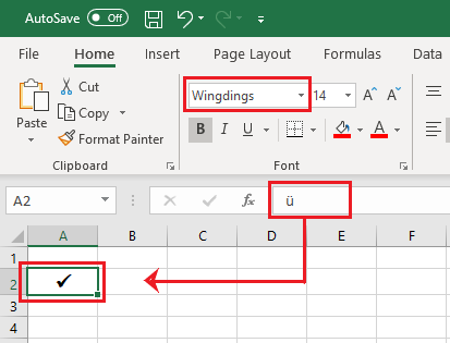 Adding a checkmark in Excel