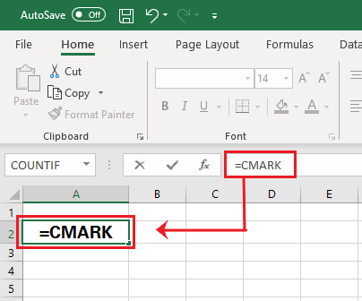 Inputting the keyword in Excel